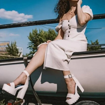 Platform Sandals in White