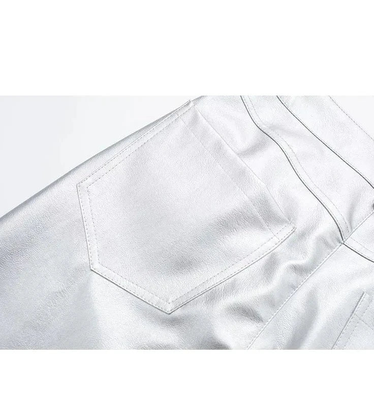 Womens Metallic Silver Pants