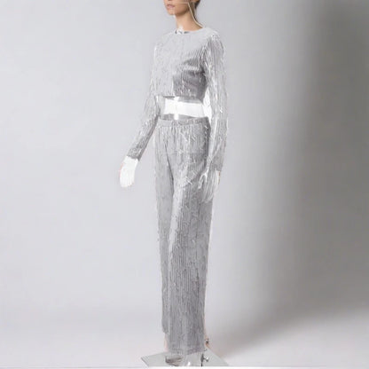 Silver Sequin Tassel 2 Piece Set