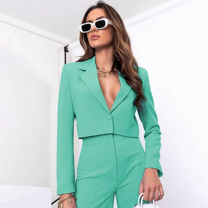 Cropped Blazer in Minty Green