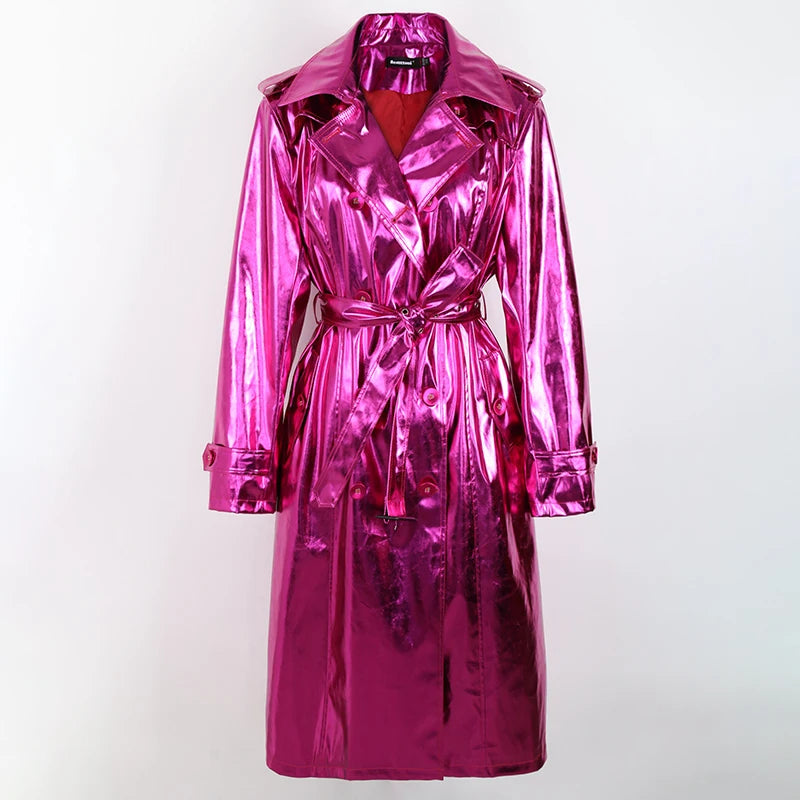 Purple Metallic Trench Coat