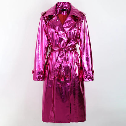 Purple Metallic Trench Coat