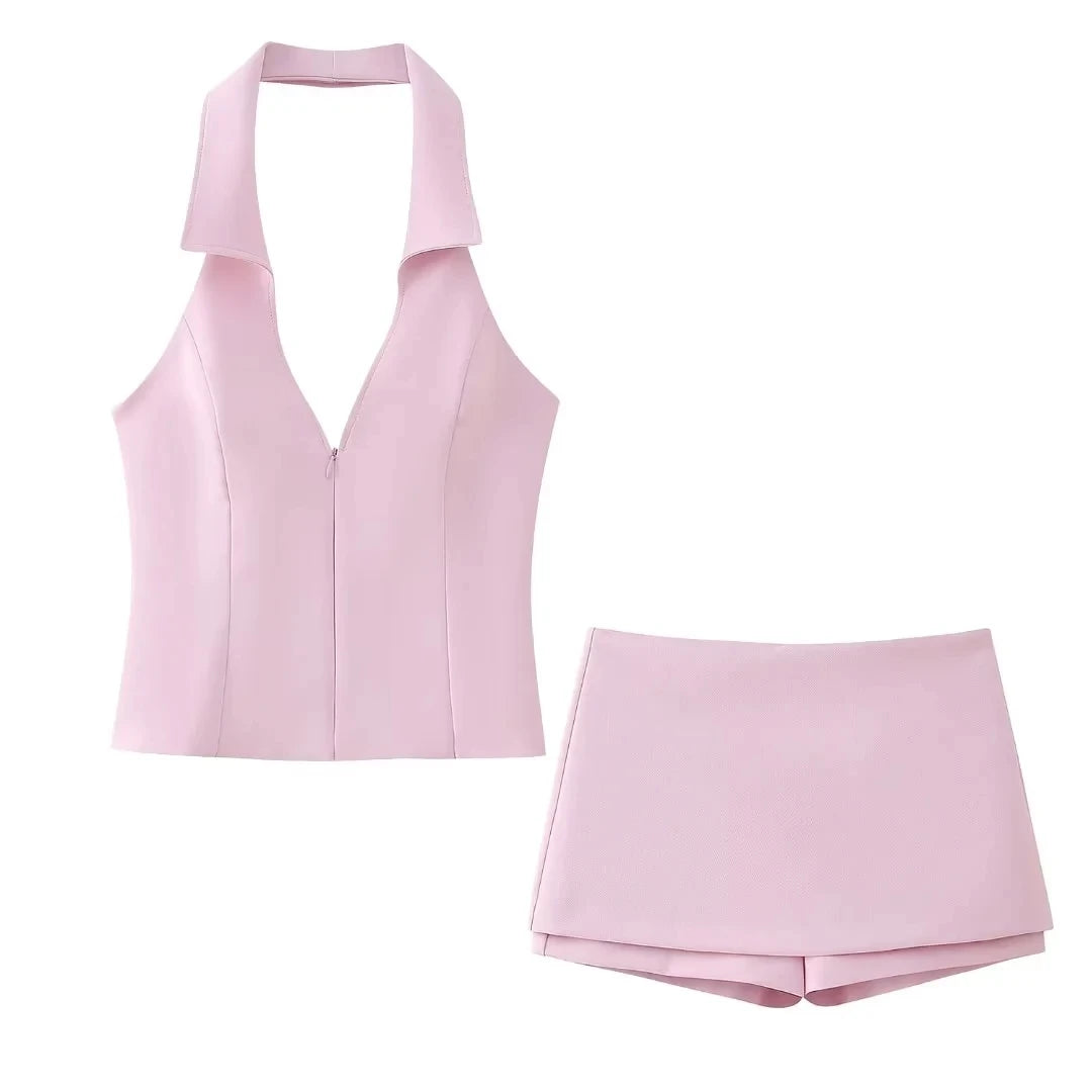 Pink Halter Top and Skorts