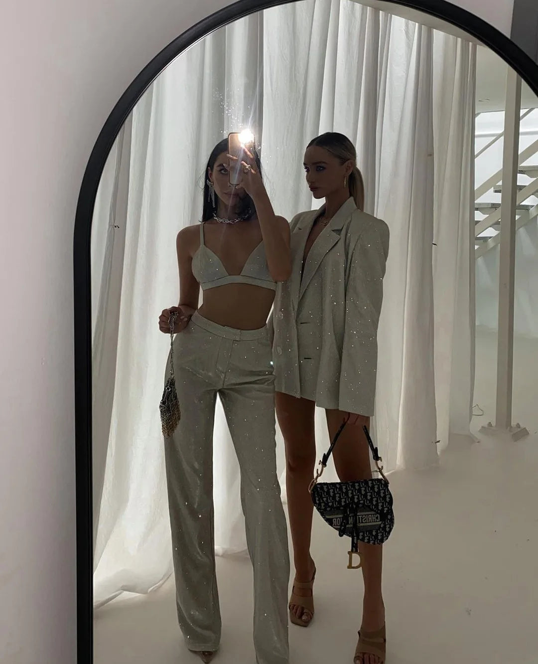 Glitter Party Suit with Blazer bra and Pants