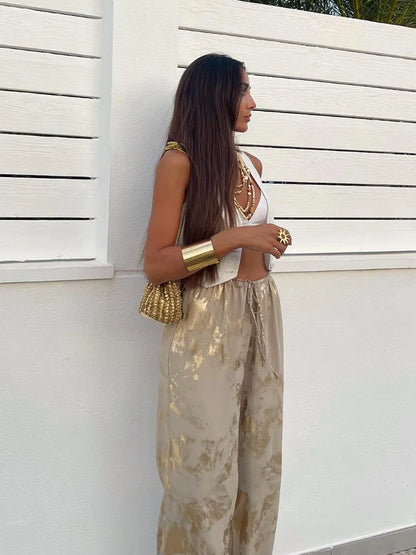 Golden Drawstring Dreamofthe90s Pants image 6