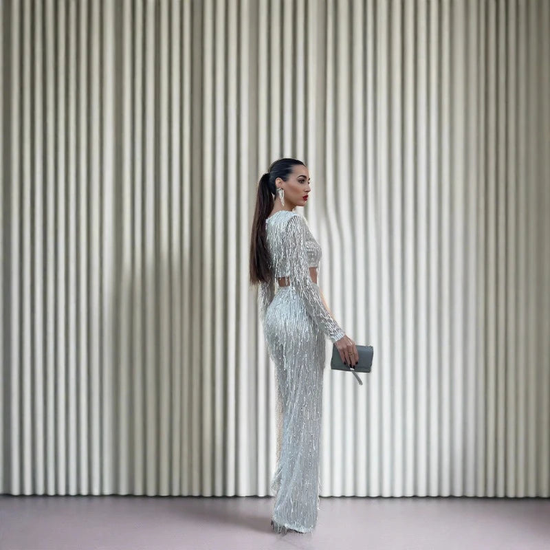 silver tassel outfit set for women