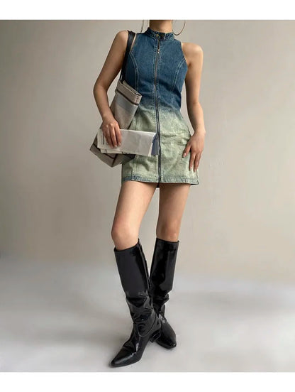 Blue Faded Denim Dress