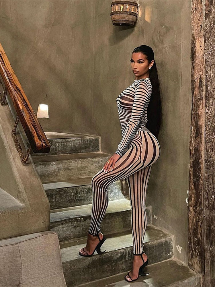 Dreamofthe90s See Through Two Piece With Stripes