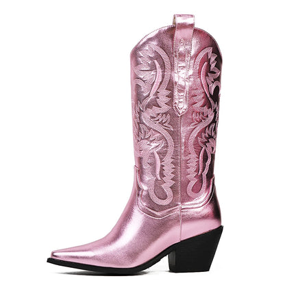 Metallic Dreamofthe90s Cowboy Boots at Mid Calf length