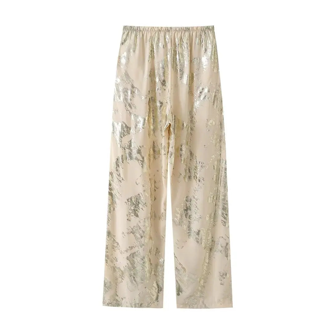 Metallic Gold Drawstring Pants image 8