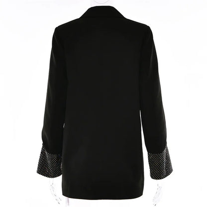 Black Rhinestone Cuff Blazer