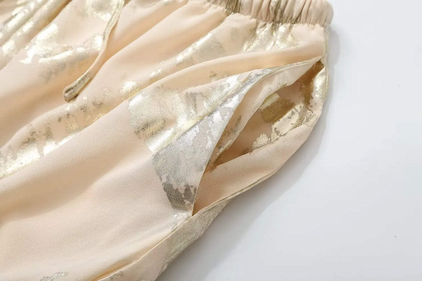 Metallic Drawstring Pants in gold image 12