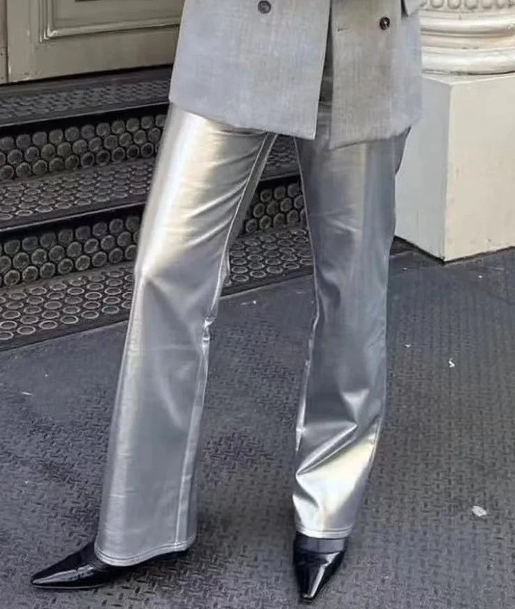 Metallic Pants in Silver | Dreamofthe90s