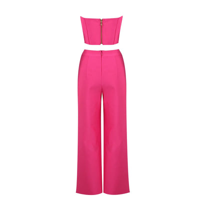 Pink Celebrity Corset Two Piece Set