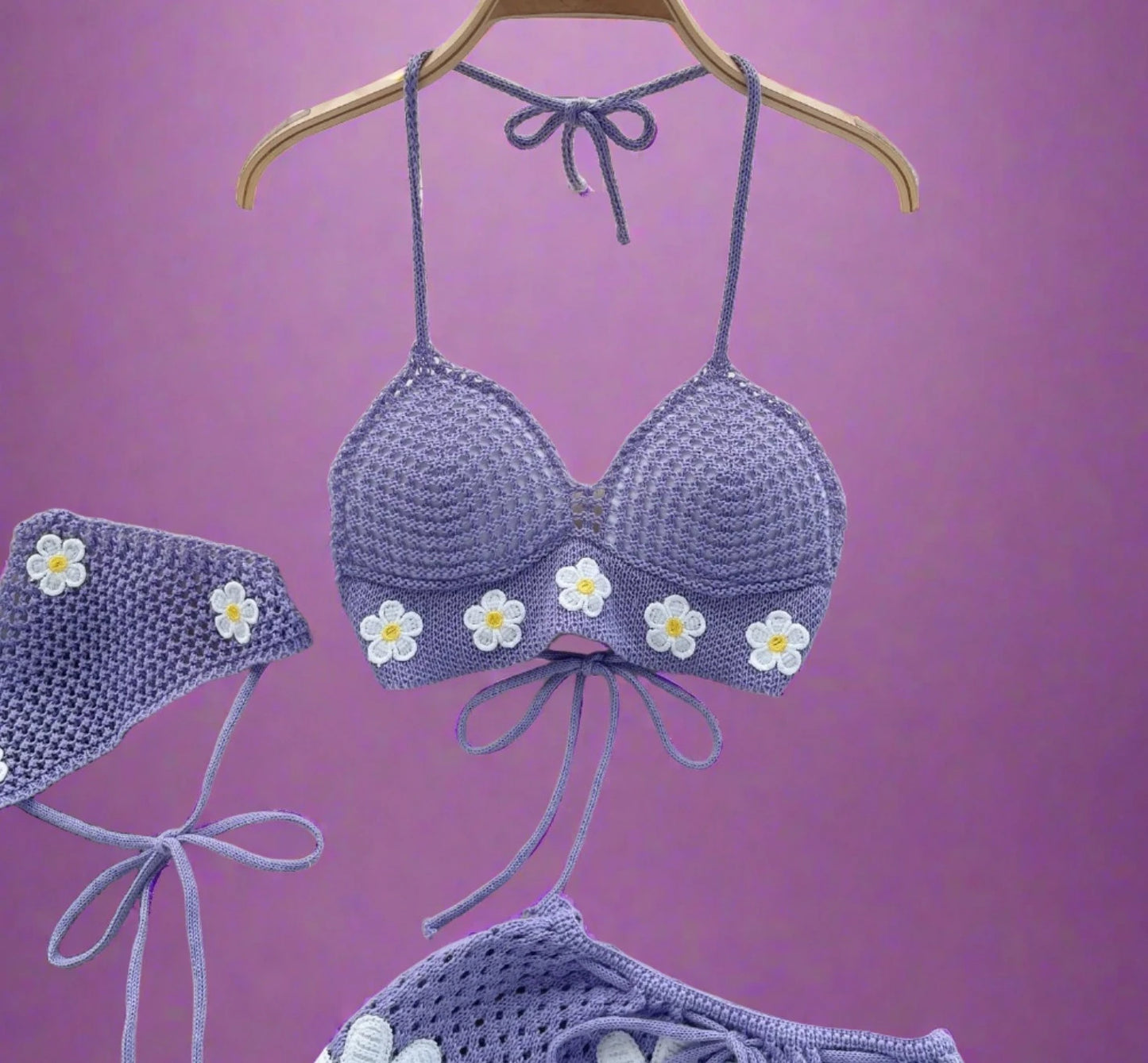 Purple Halter Top with Flowers