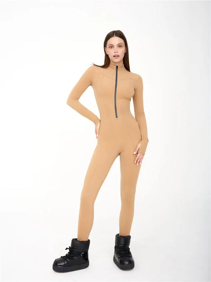 Long Sleeve Khaki Jumpsuit