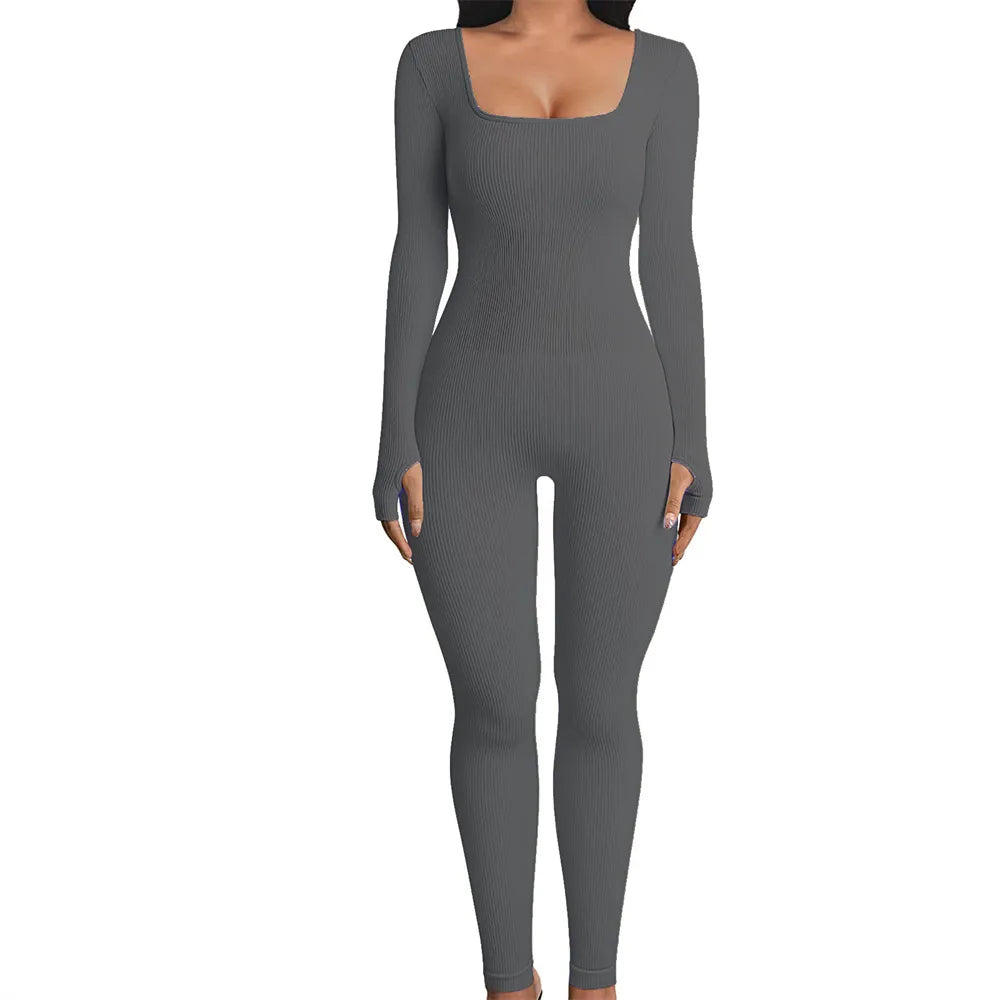 Dark Grey Ribbed Jumpsuit