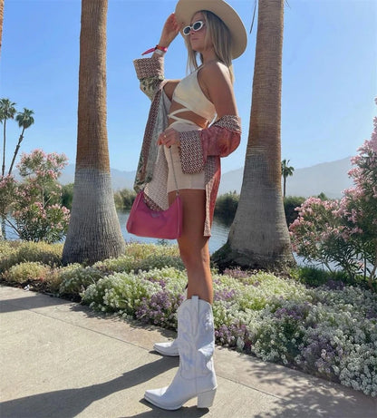 Western White Cowgirl Boots 