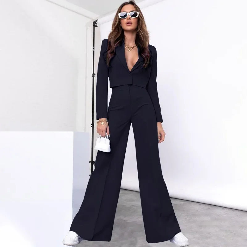 Cropped Blazer Bell Bottom Set