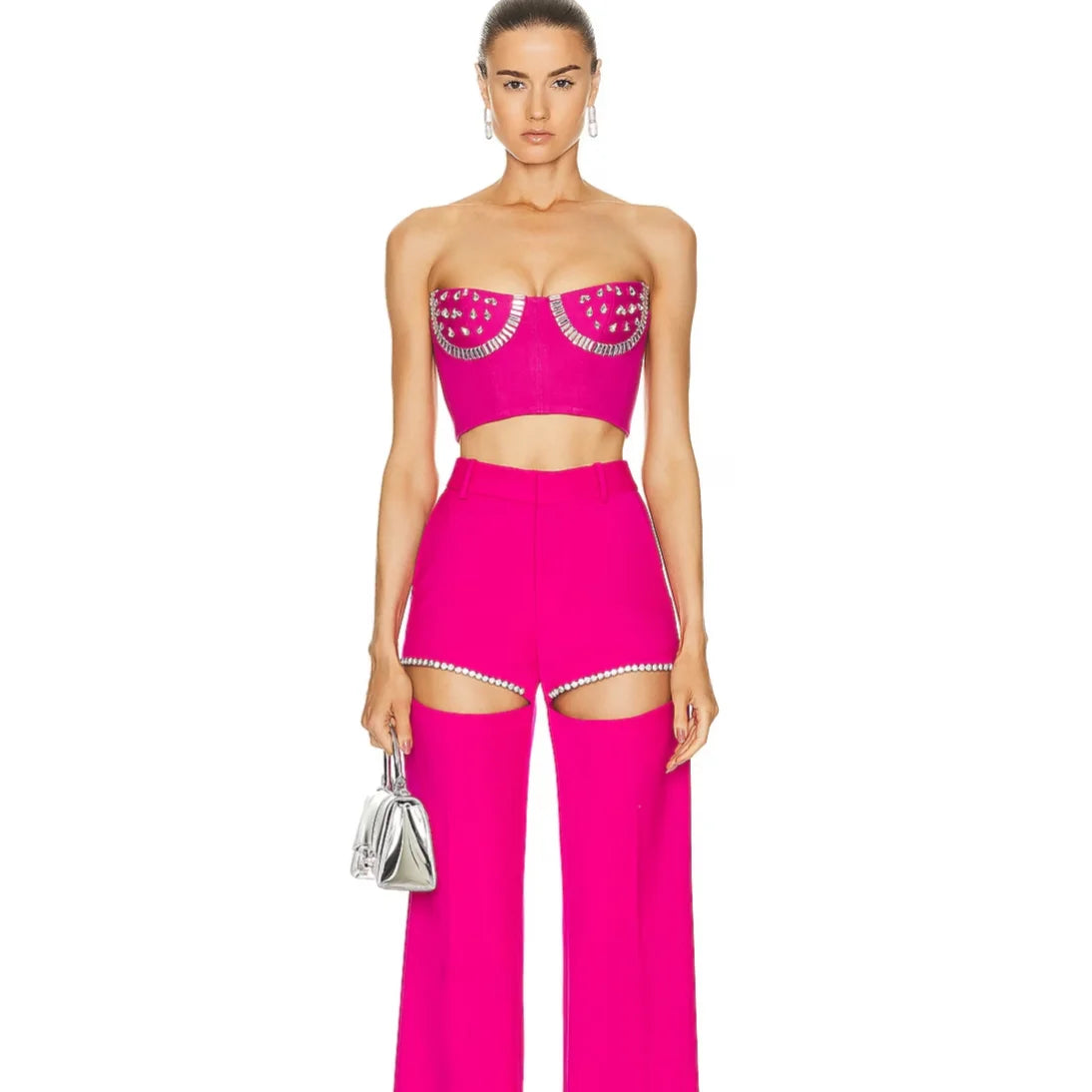 Pink Corset Two Piece Set