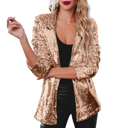 Sequin Blazer in Gold