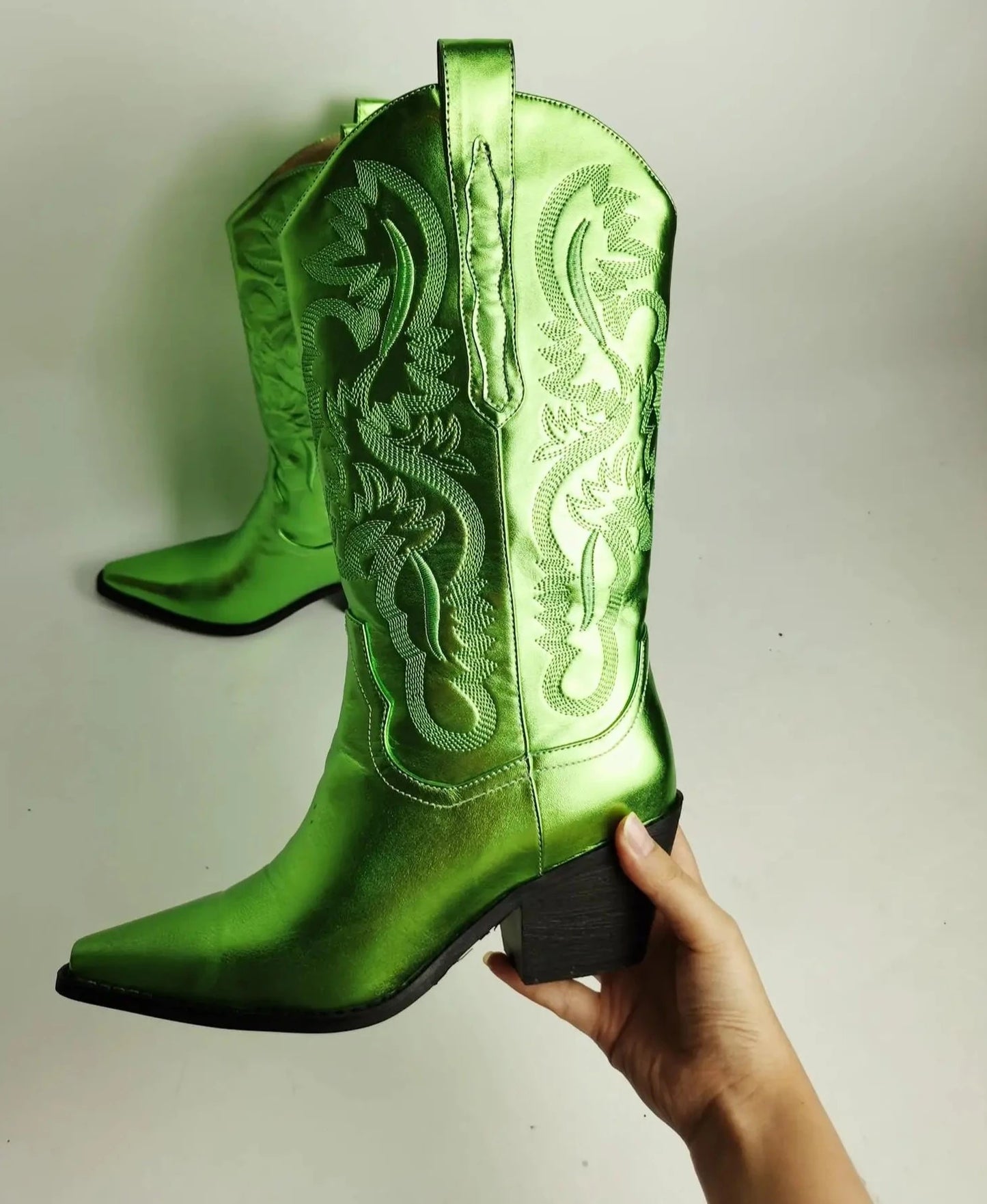 Metallic Dreamofthe90s Boots Roman Style Cowboy Mid Calf Fit