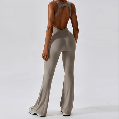 Open Back Flare Leg Jumpsuit