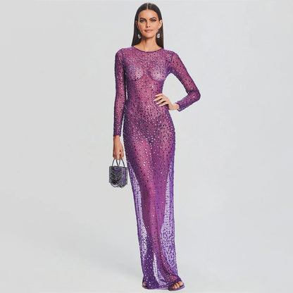 Purple Glitter Maxi Dress