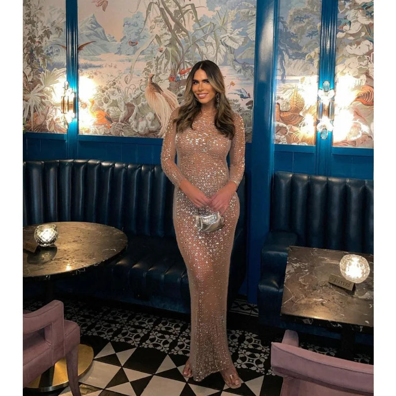 Rhinestone Mesh Dress 