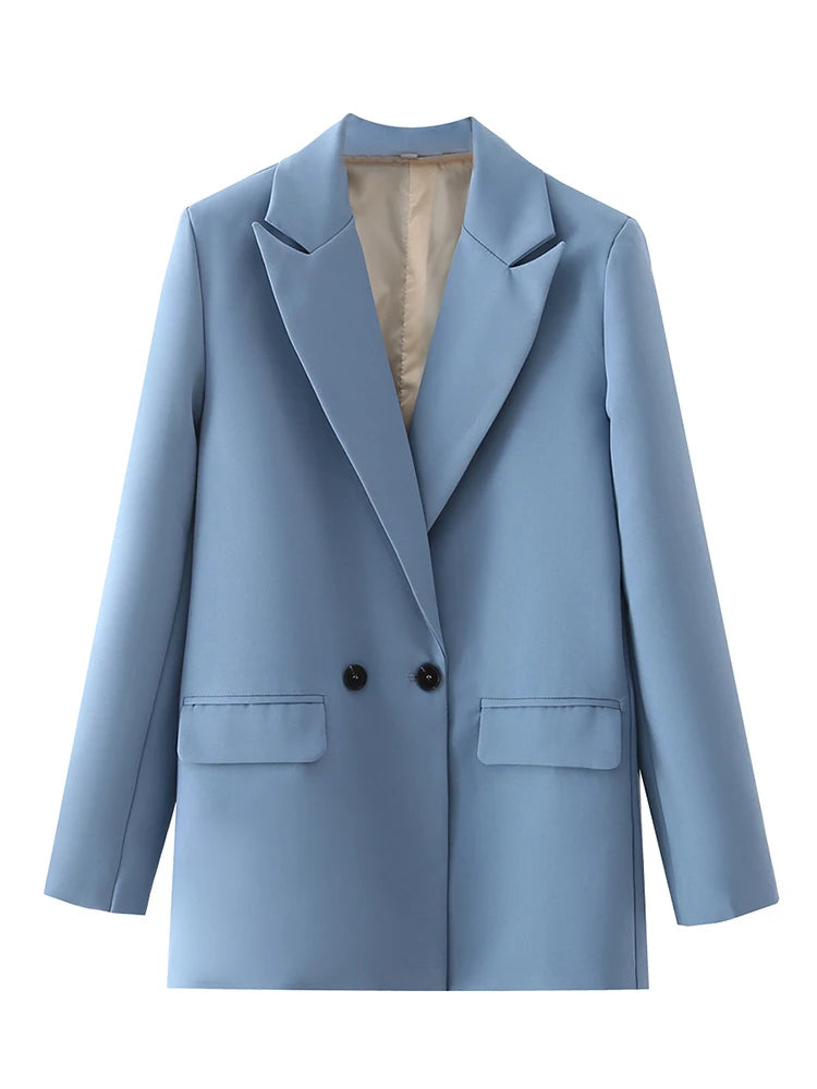Dreamofthe90s Double Breasted Blazer in Sky Blue 