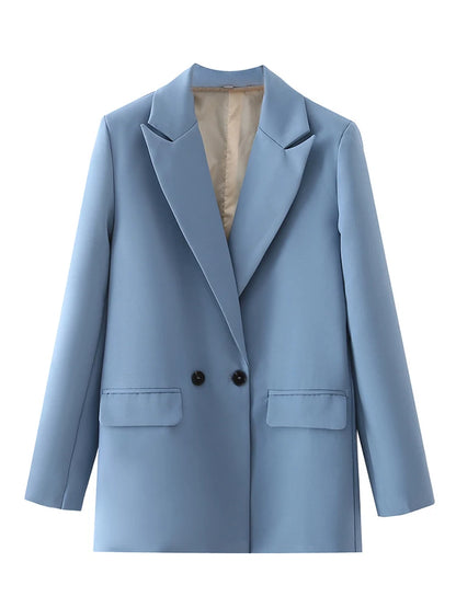 Dreamofthe90s Double Breasted Blazer in Sky Blue 