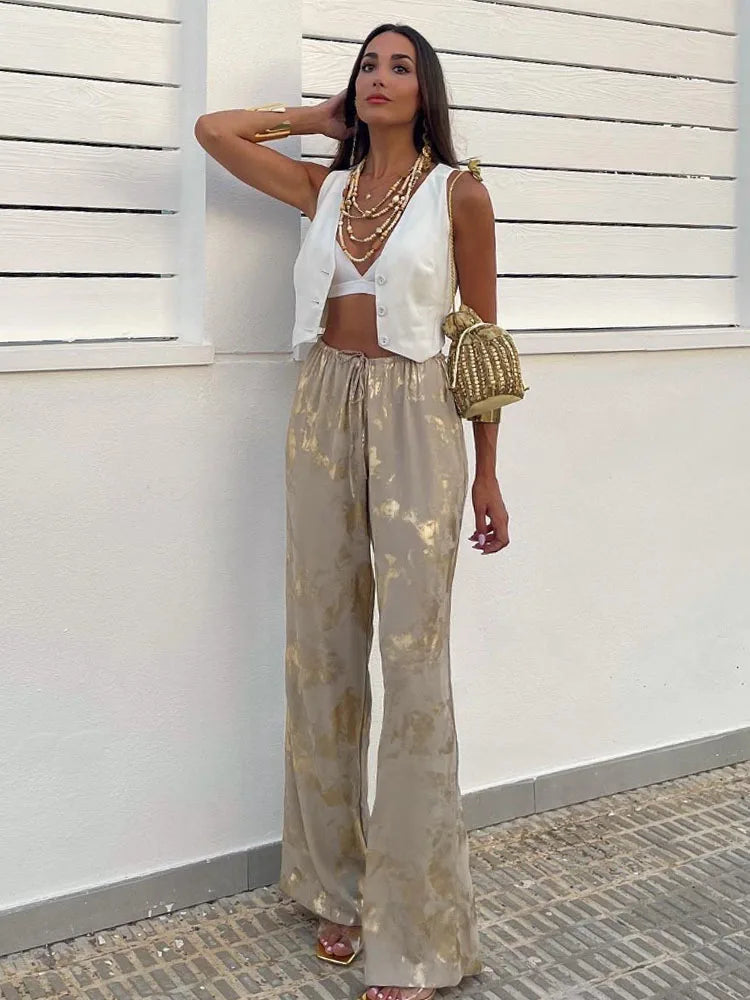 Dreamofthe90s Drawstring gold pants image 4