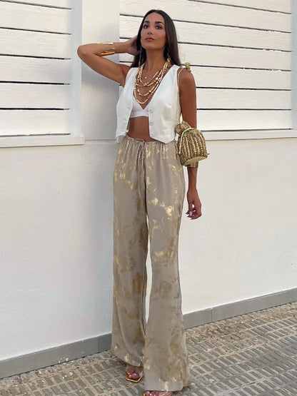 Dreamofthe90s Drawstring gold pants image 4