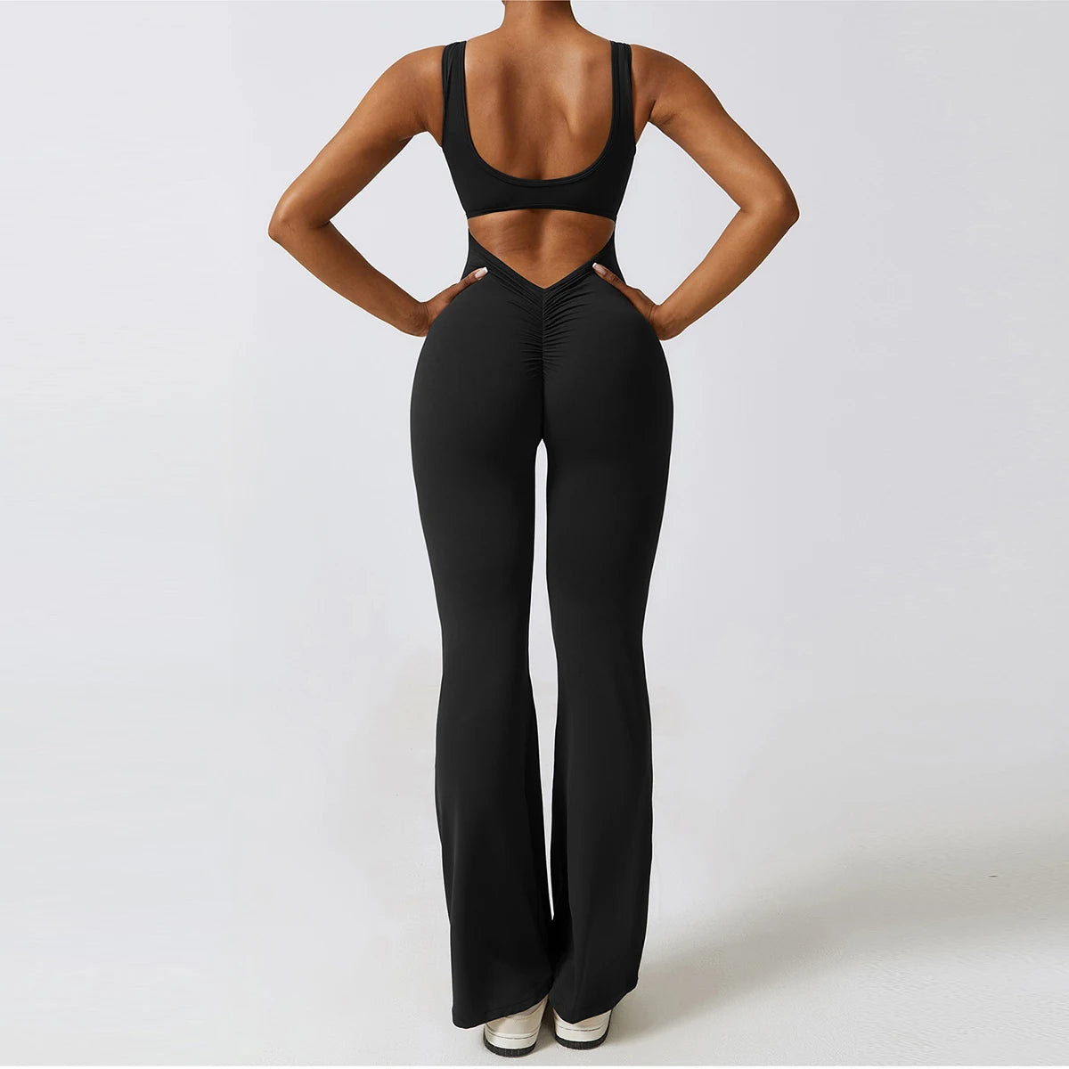 Scrunch Butt Flare Jumpsuit in Black