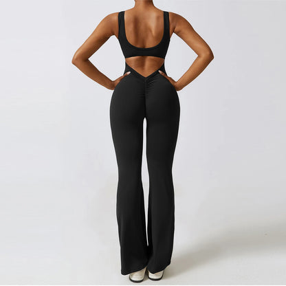 Scrunch Butt Flare Jumpsuit in Black