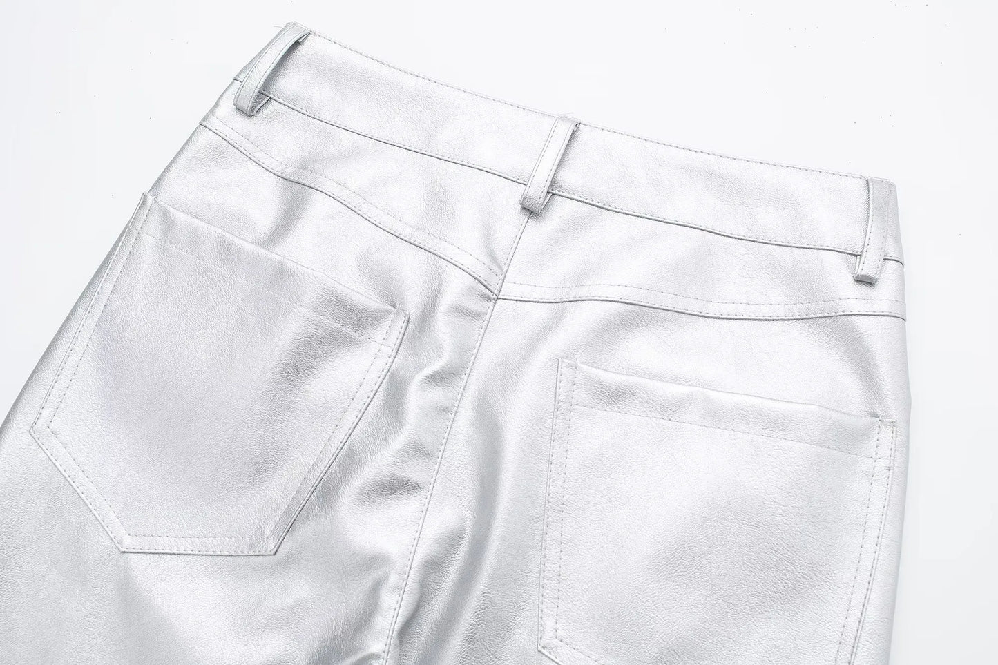 Metallic womens silver pants 