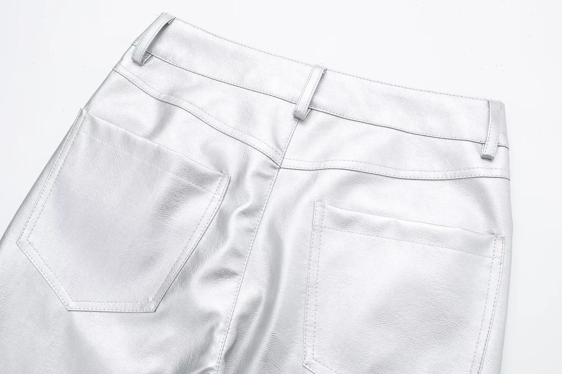 Metallic womens silver pants 