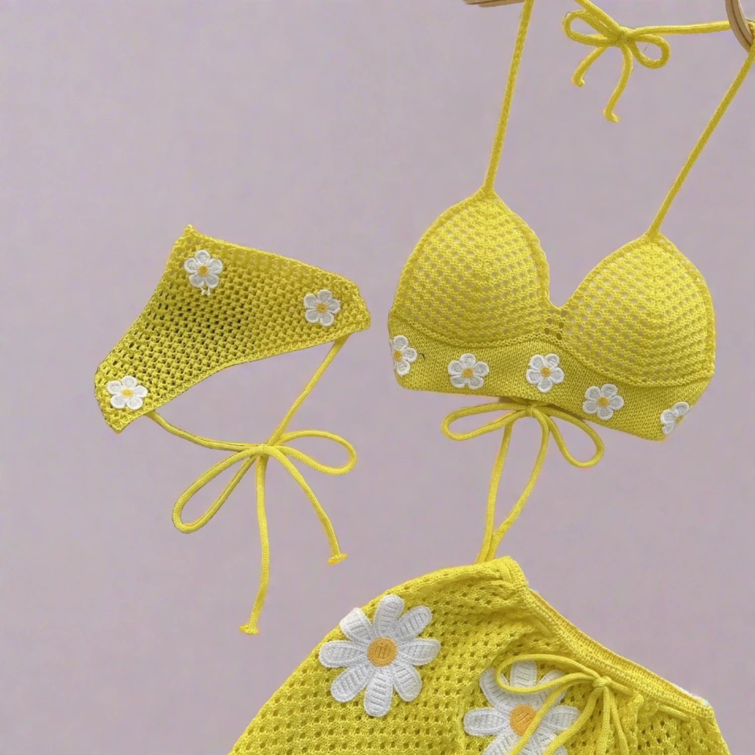 Yellow Knitted Outfit set detail