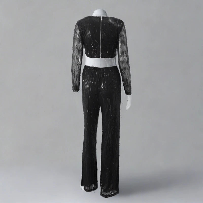 Tassel Sequin Pant Set