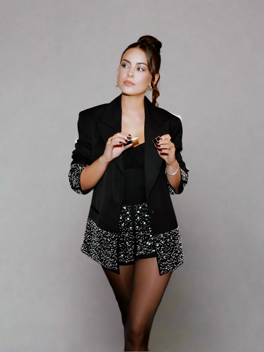 Sequin Black Blazer for Women