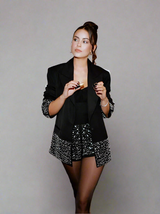 Sequin Black Blazer for Women