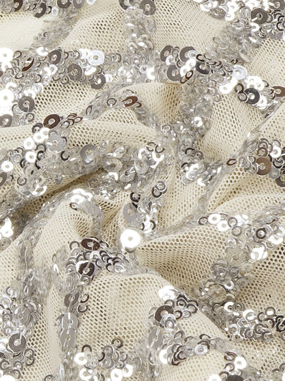 Sequin Mid Calf Skirt in White