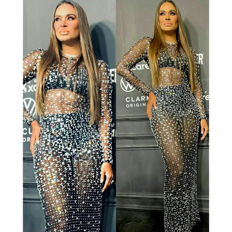 Black See through glitter dress 