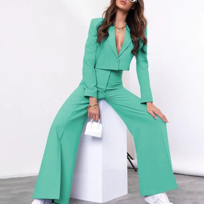 Minty Green Cropped Blazer Bell Bottoms