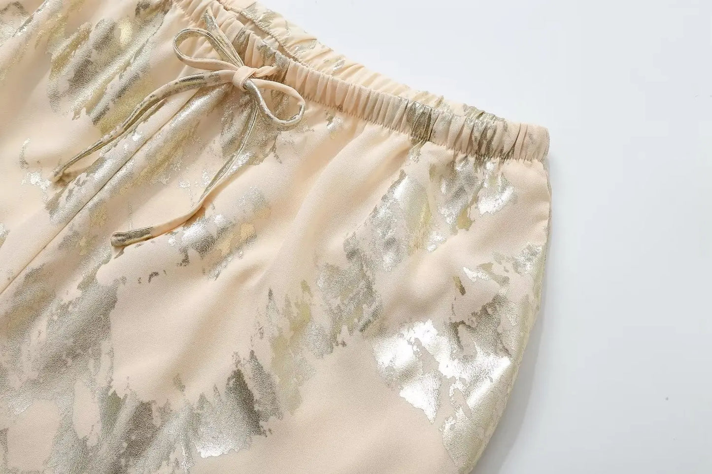 Dreamofthe90s Metallic Gold Print Drawstring pants image 10