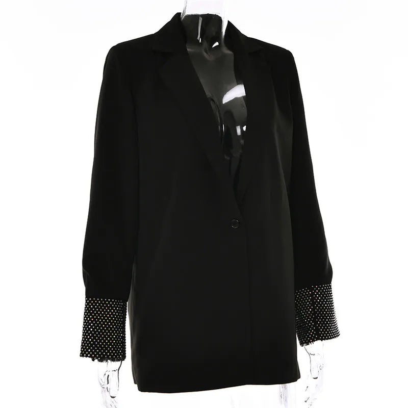 Dreamofthe90s Black Rhinestone Blazer Suit