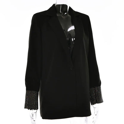 Dreamofthe90s Black Rhinestone Blazer Suit
