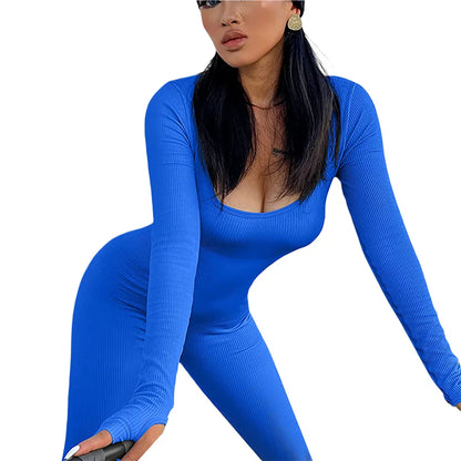 Ribbed Blue Jumpsuit