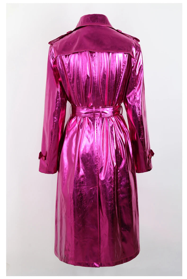 Faux suede metallic purple coat