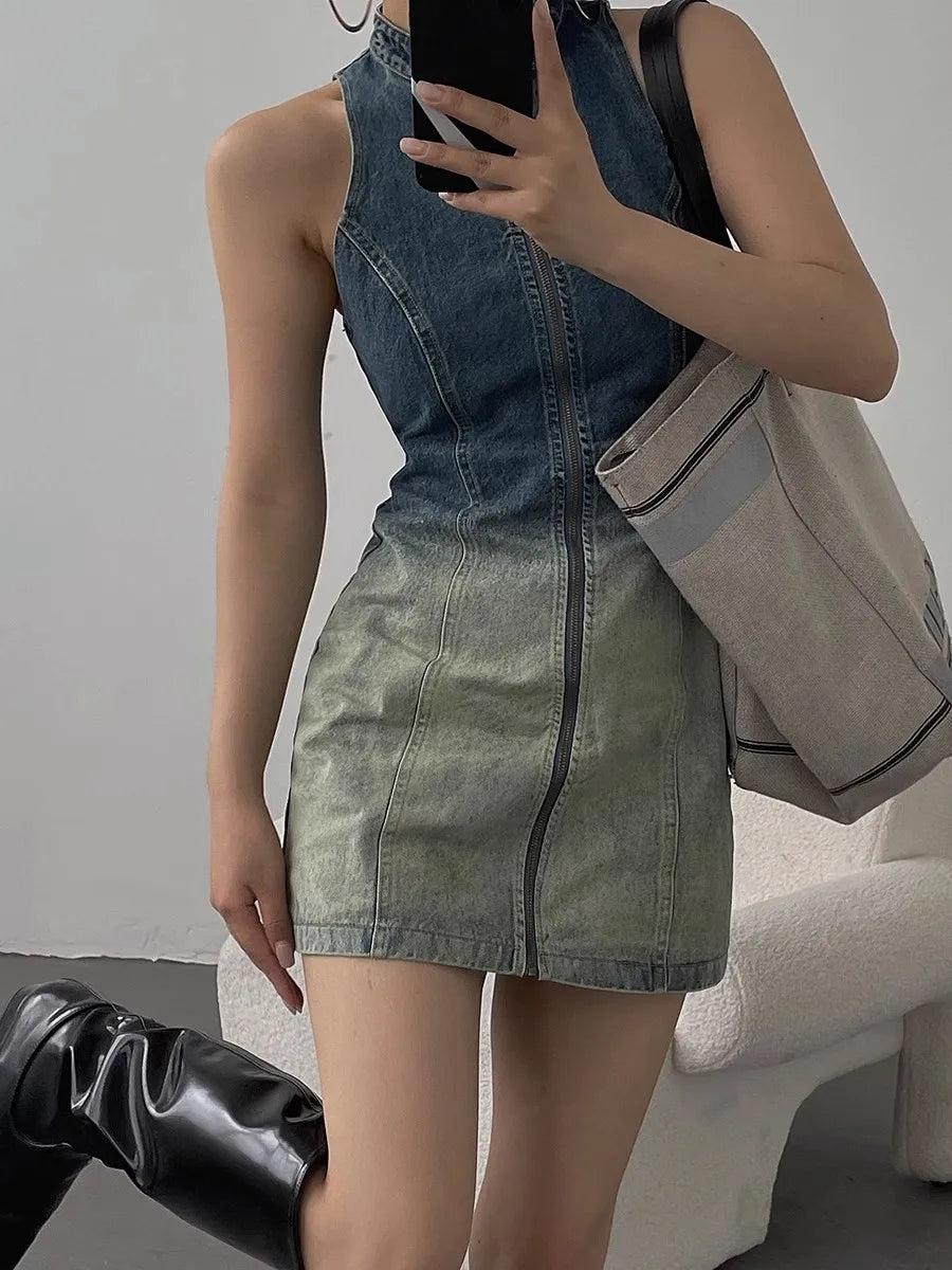 Denim Zipper Dress
